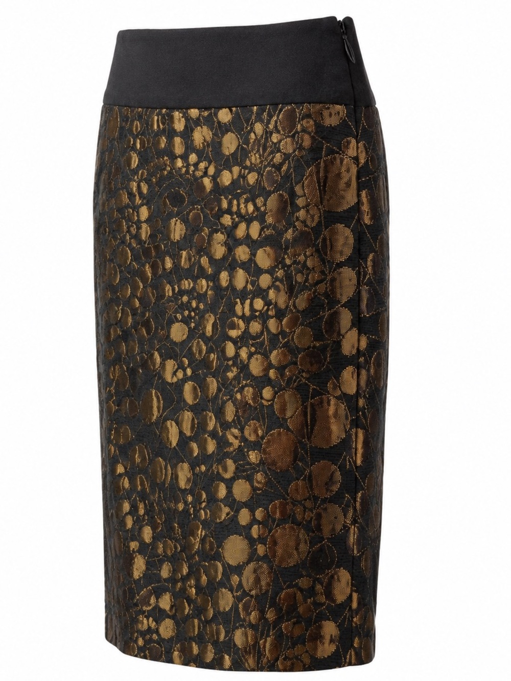 The Limited Black Gold Metallic Jacquard Lined Pencil Skirt Holiday Size 8